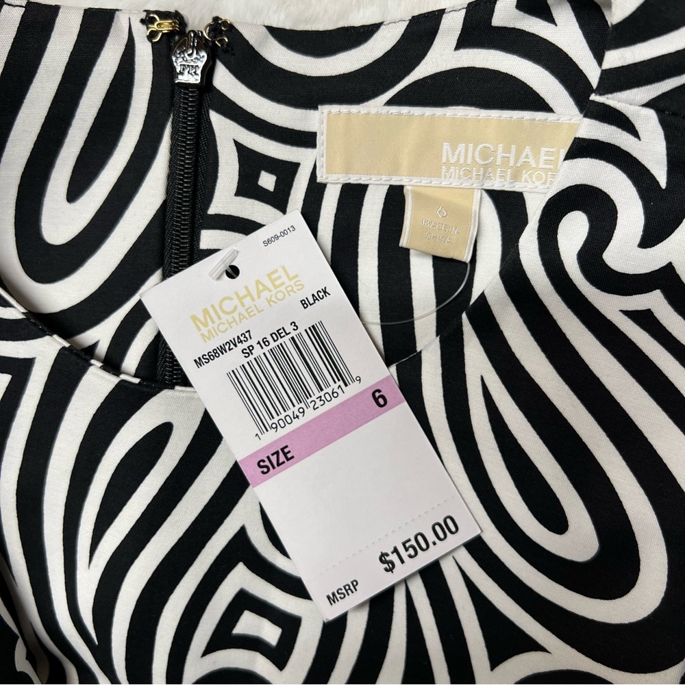 MICHAEL Michael Kors Black & White Modern Swirl Pattern Dress Size Small, NWT! - Picture 13 of 16